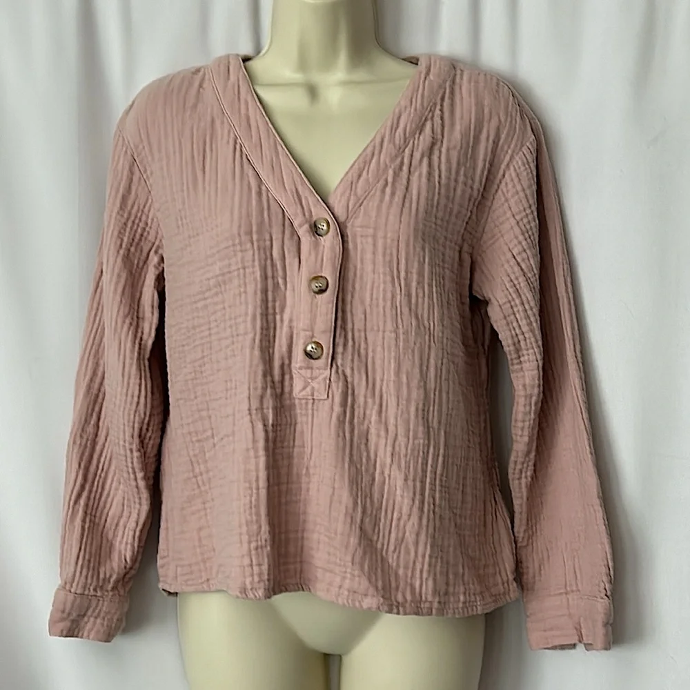 Madewell Comfy Dusty Rose Pink Long Sleeve Shirt Top **Size S**🌸🌸 - Picture 1 of 4